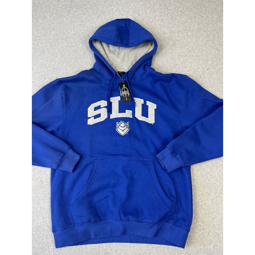 St Louis University Billikens Sweatshirt Men L Blue SLU Hoodie Champion Pullover - Picture 2 of 7